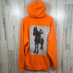 Shania Twain Queen Of Me Tour Hoodie Sweatshirt size L‎ Orange Horse Country